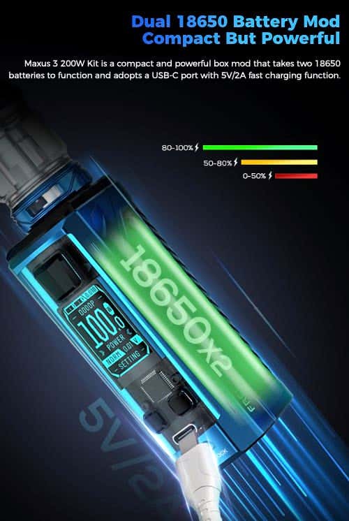 Freemax Maxus 3 Sub-Ohm Vape Kit - Dual 18650 Battery mod