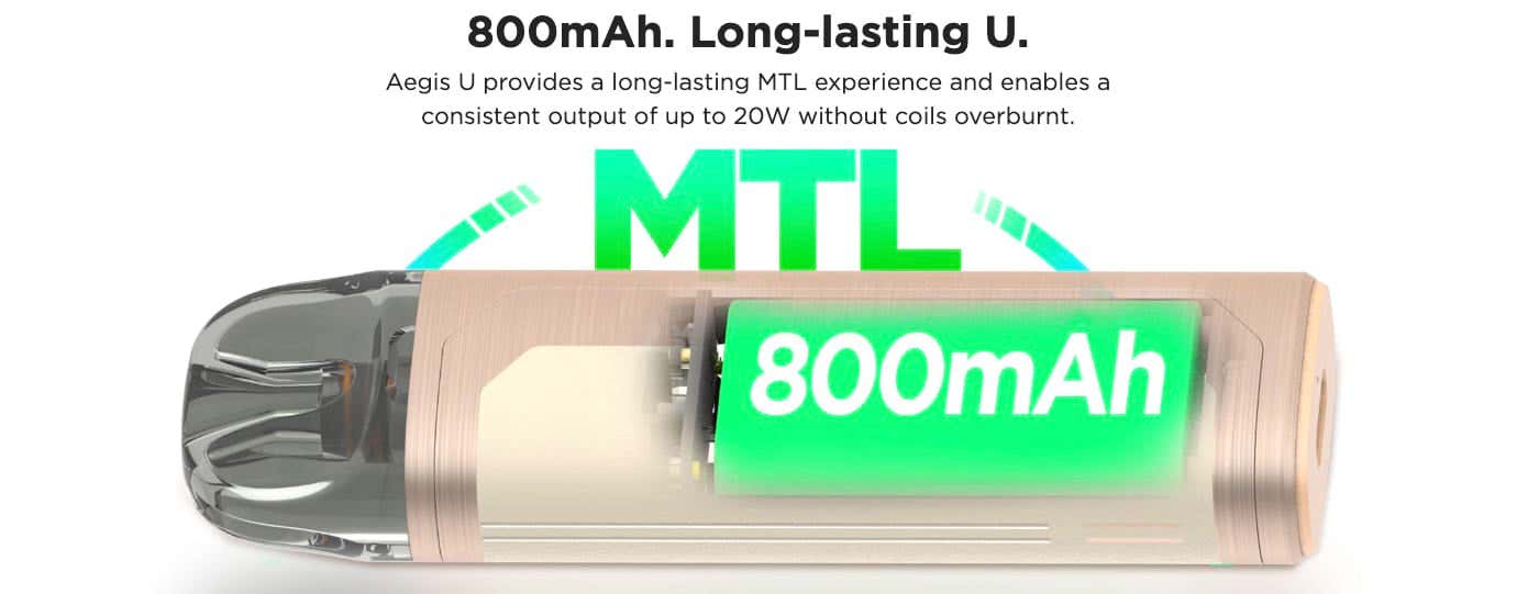 Geekvape AU Pod Kit - 800 mAh battery, long-lasting U