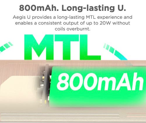 Geekvape AU Pod Kit - 800 mAh battery, long-lasting U