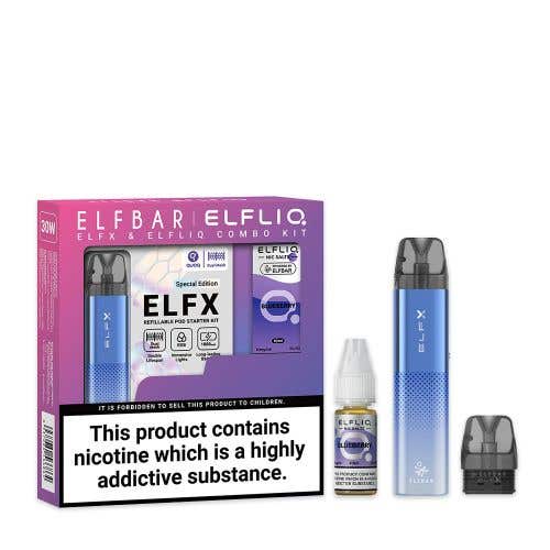 Elf Bar ELFX Pod Kit + Elfliq Nic Salt Combo Kit - Blue with Blueberry 10mg